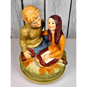 Chadwick Miller Rotating Music Box Love Story Couple Figurine 1975 Made in Japan